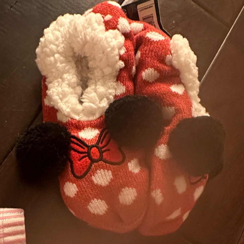 Disney Red and White Polka Dot Kids Slippers